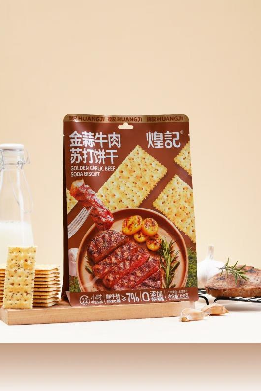 煌记 金蒜牛肉苏打饼干160g袋装